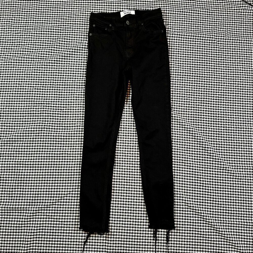Reformation Mid Skinny Black Raw Hem Jeans Womens Size 25